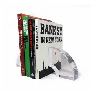 Set of Two Curved Astrolite Lucite Bookends Vintage